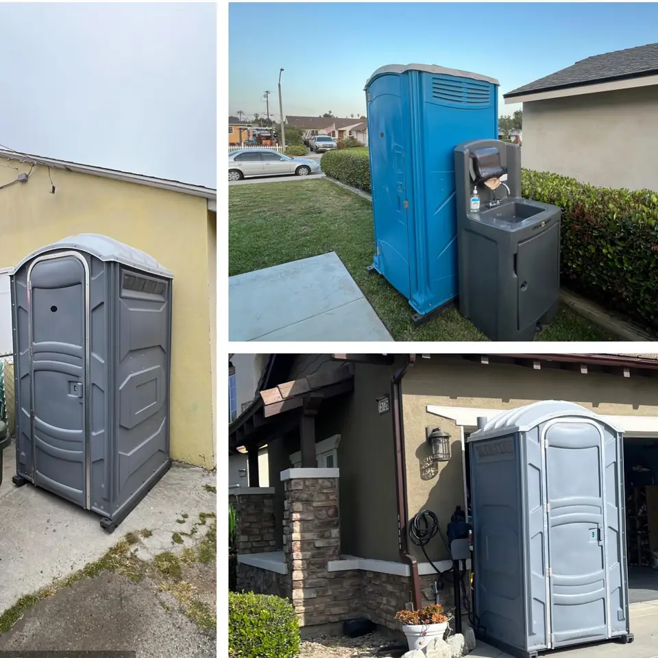 Porta potties placed beside homes and garages