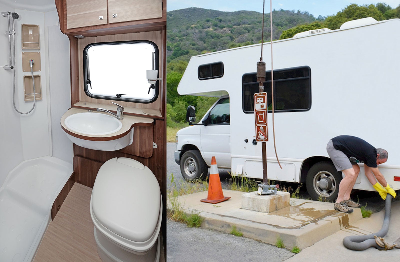 Portable RV/camper toilet and holding tank setup in Boise, Idaho
