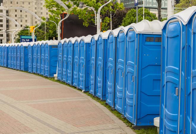 Seasonal porta potty units set up at a Boise, Idaho venue